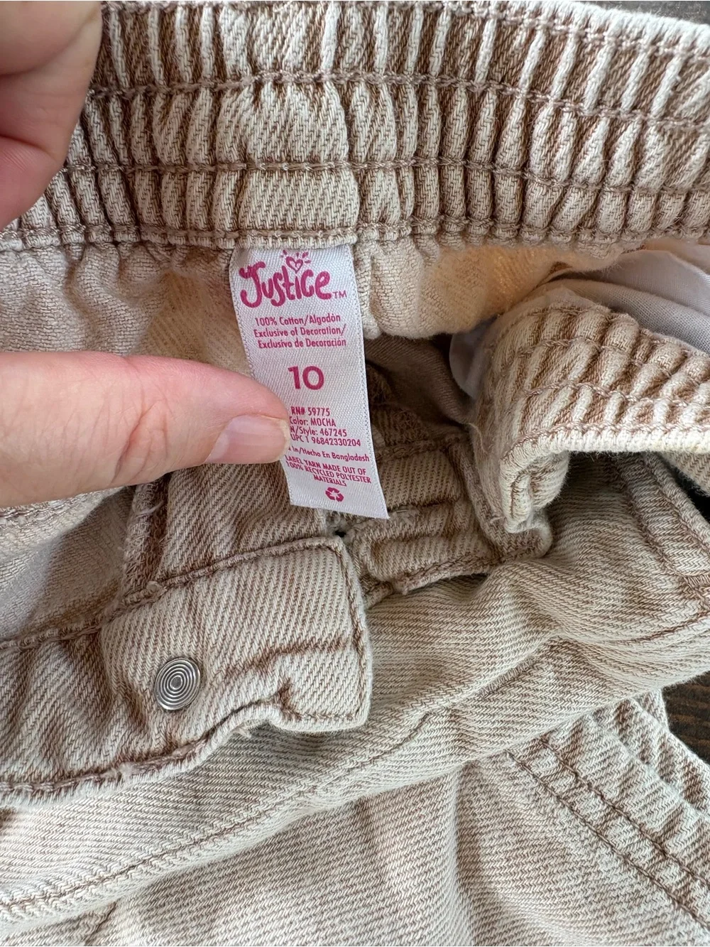Justice Light Beige Cargo Pants for Kids